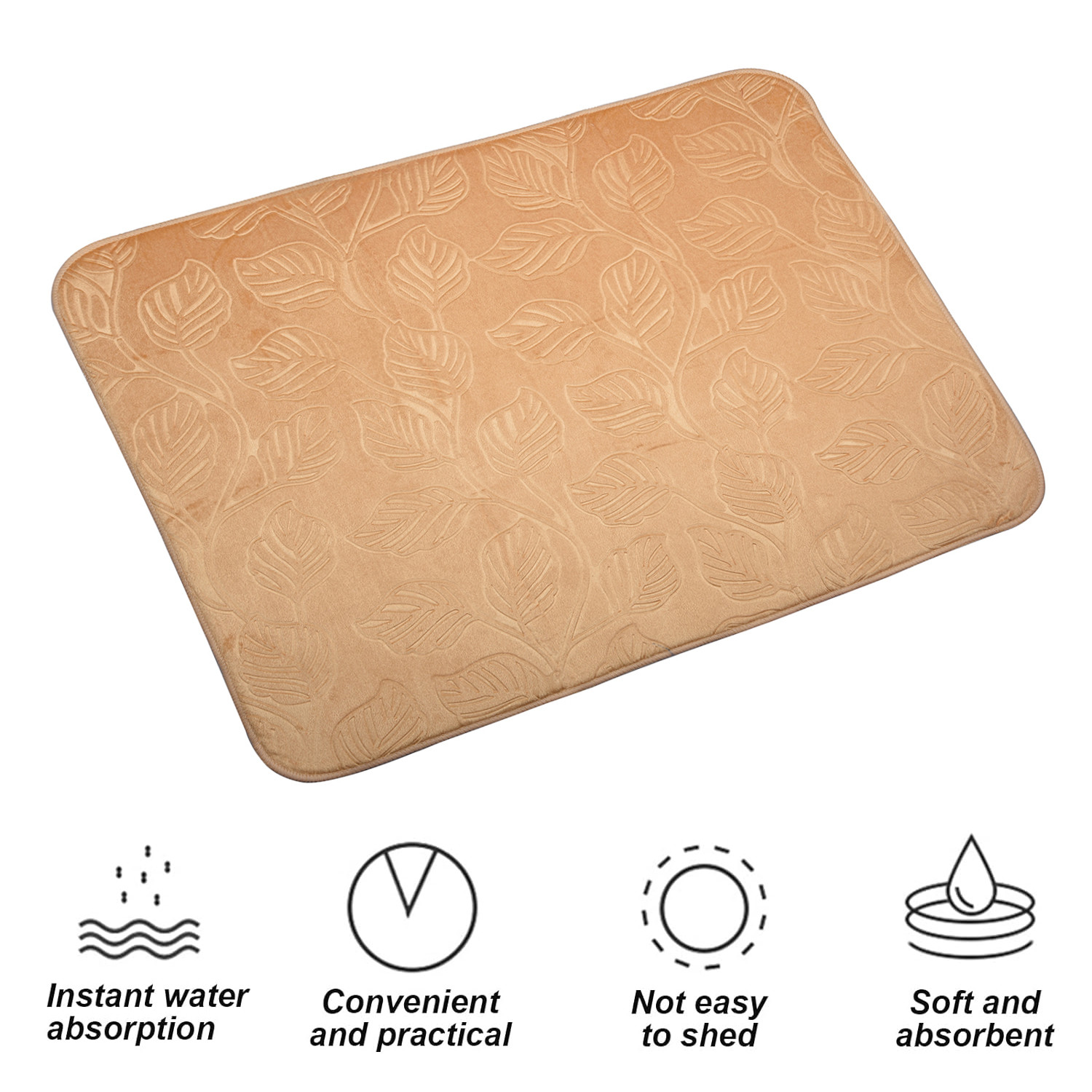 Kuber Industries Dish Dry Mat | Microfiber Self Drying Mat | Kitchen Drying Mat | Water Absorbent Kitchen Mat | Embossed Dish Dry Mat | 50x70 | Pack of 2 | Cream & Golden