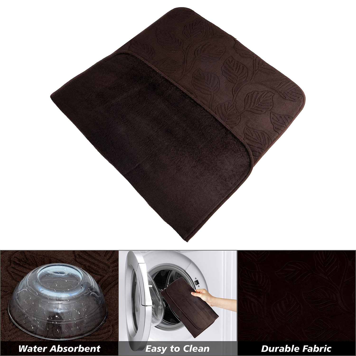 Kuber Industries Dish Dry Mat | Microfiber Self Drying Mat | Kitchen Drying Mat | Water Absorbent Kitchen Mat | Embossed Dish Dry Mat | 50x70 | Pack of 2 | Cream & Brown