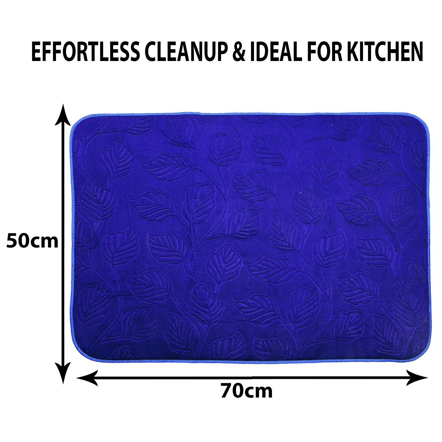 Kuber Industries Dish Dry Mat | Microfiber Self Drying Mat | Kitchen Drying Mat | Water Absorbent Kitchen Mat | Embossed Dish Dry Mat | 50x70 | Pack of 2 | Brown & Blue