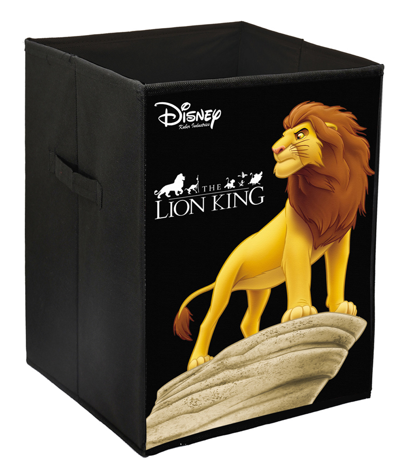 Kuber Industries Disney Cars & Lion King Print Non Woven Fabric Foldable Laundry Organiser With Handles (Set Of 2, Black)