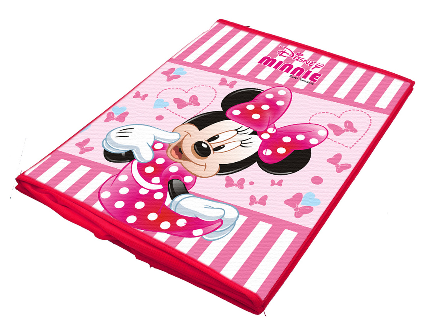 Kuber Industries Disney Cars & Minnie Print Non Woven Fabric Foldable Laundry Organiser With Handles (Set Of 2, Black & Pink)