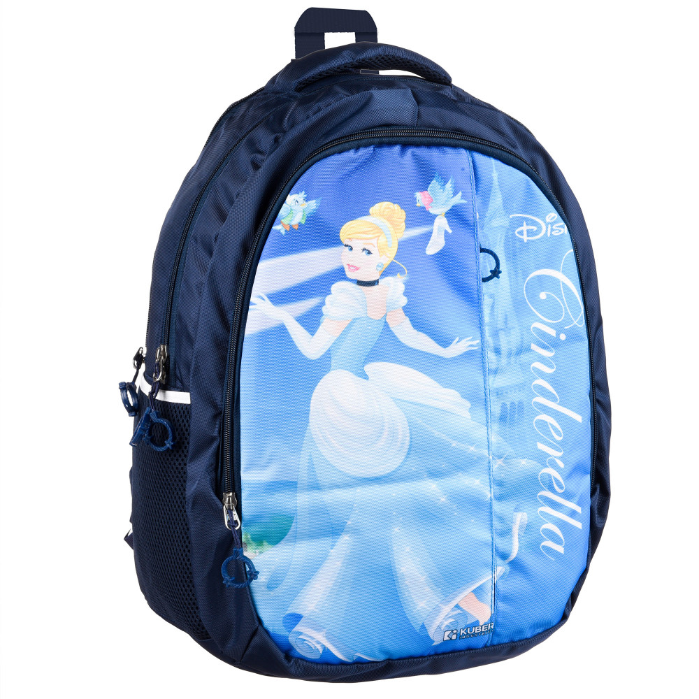 Kuber Industries Disney Cinderella School Bags | Kids School Bags | Collage Bookbag | Travel Backpack | School Bag for Girls &amp; Boys | School Bag with 5 Compartments | Include Bag Cover | Blue