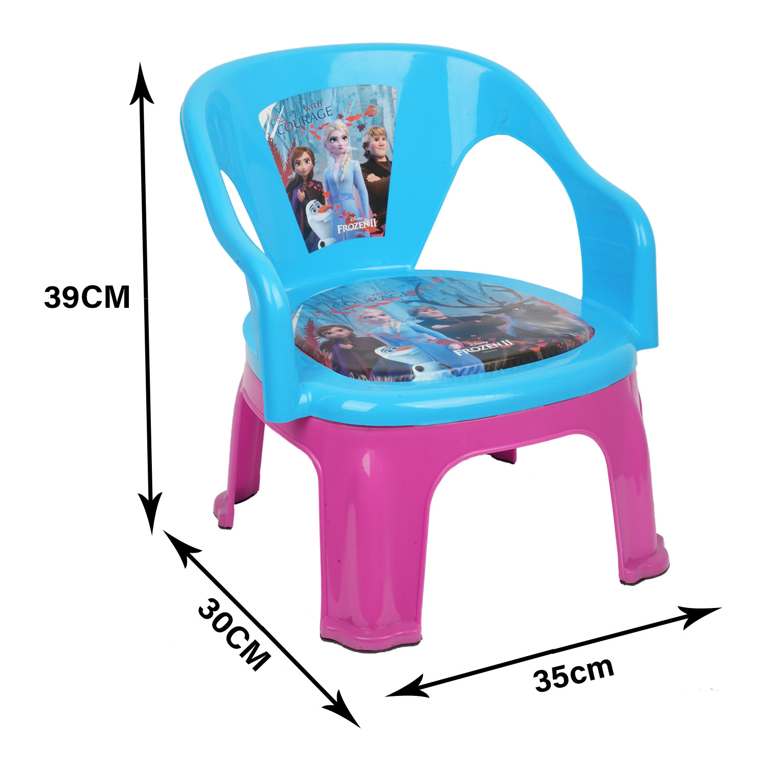 Kuber Industries Disney Frozen-II Kids Chair | Plastic Foldable Kids Chair | Chair for Kidsroom | School Study Stool | Baby Stool | Indoor or Outdoor Stool for Kids | Capacity 30 Kg | Sky Blue & Pink