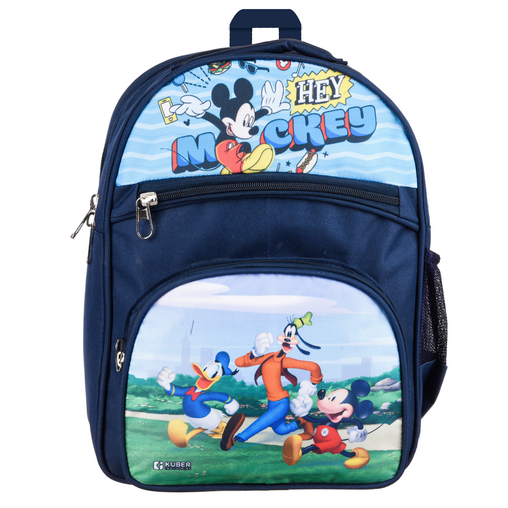 Kuber Industries Disney Hey Mickey School Bags | Kids School Bags | Student Bookbag | Travel Backpack | School Bag for Girls &amp; Boys | School Bag with 4 Compartments | Navy Blue