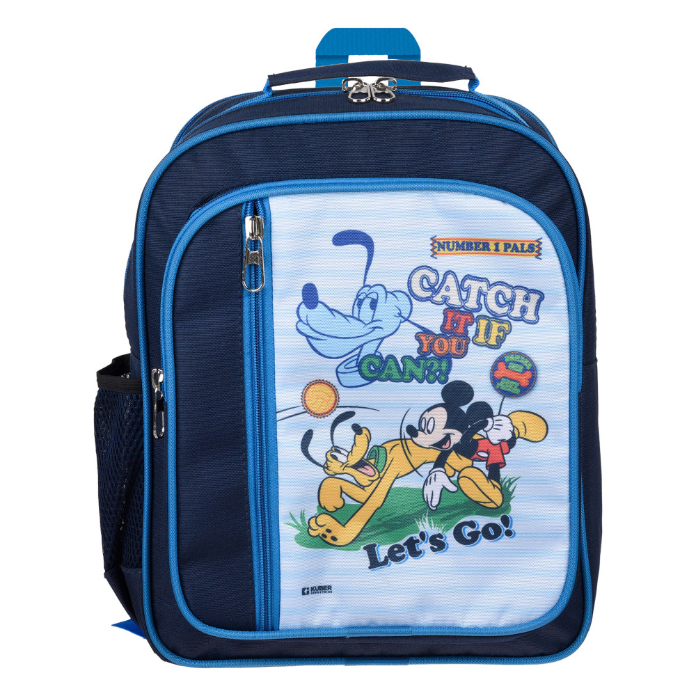 Kuber Industries Disney Mickey Catch It School Bag | Kids School Bags | Student Bookbag | Spacious School Bag | School Bag for Girls &amp; Boys | School Backpack for Kids | 4 Compartments School Bag | Navy Blue
