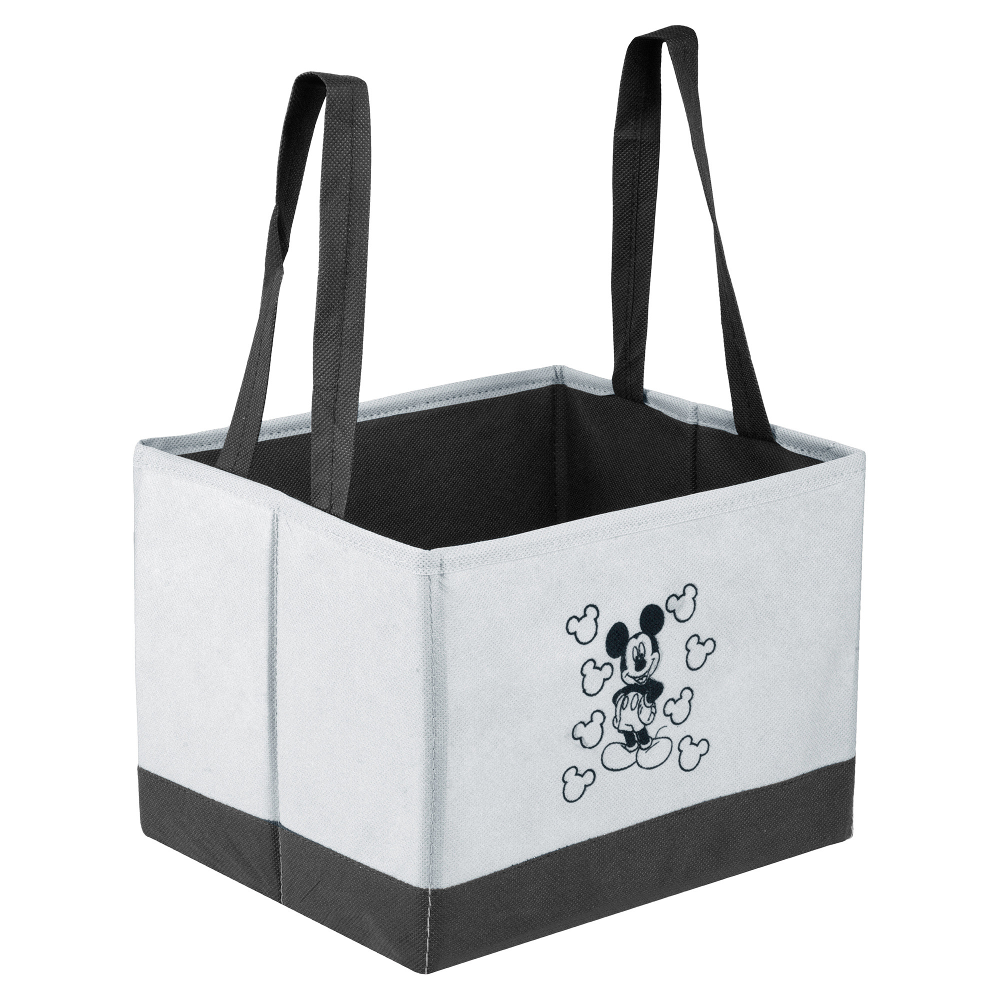 Kuber Industries Disney Mickey Drawer Storage Box | Storage Box for Clothes | Wardrobe Organizer for Books | Closet Box with Handle | Clothes Drawer Organizer | Small | Gray & Black
