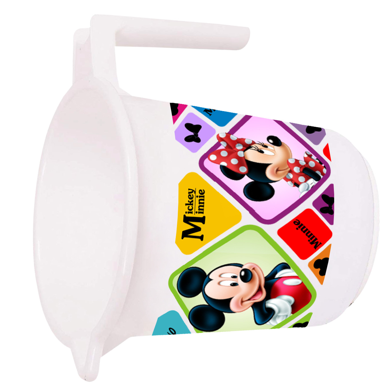 Kuber Industries Disney Mickey Minnie Print 6 Pieces Unbreakable Strong Plastic Bathroom Mug,500 ML (Cream & Blue & White) -HS_35_KUBMART17625