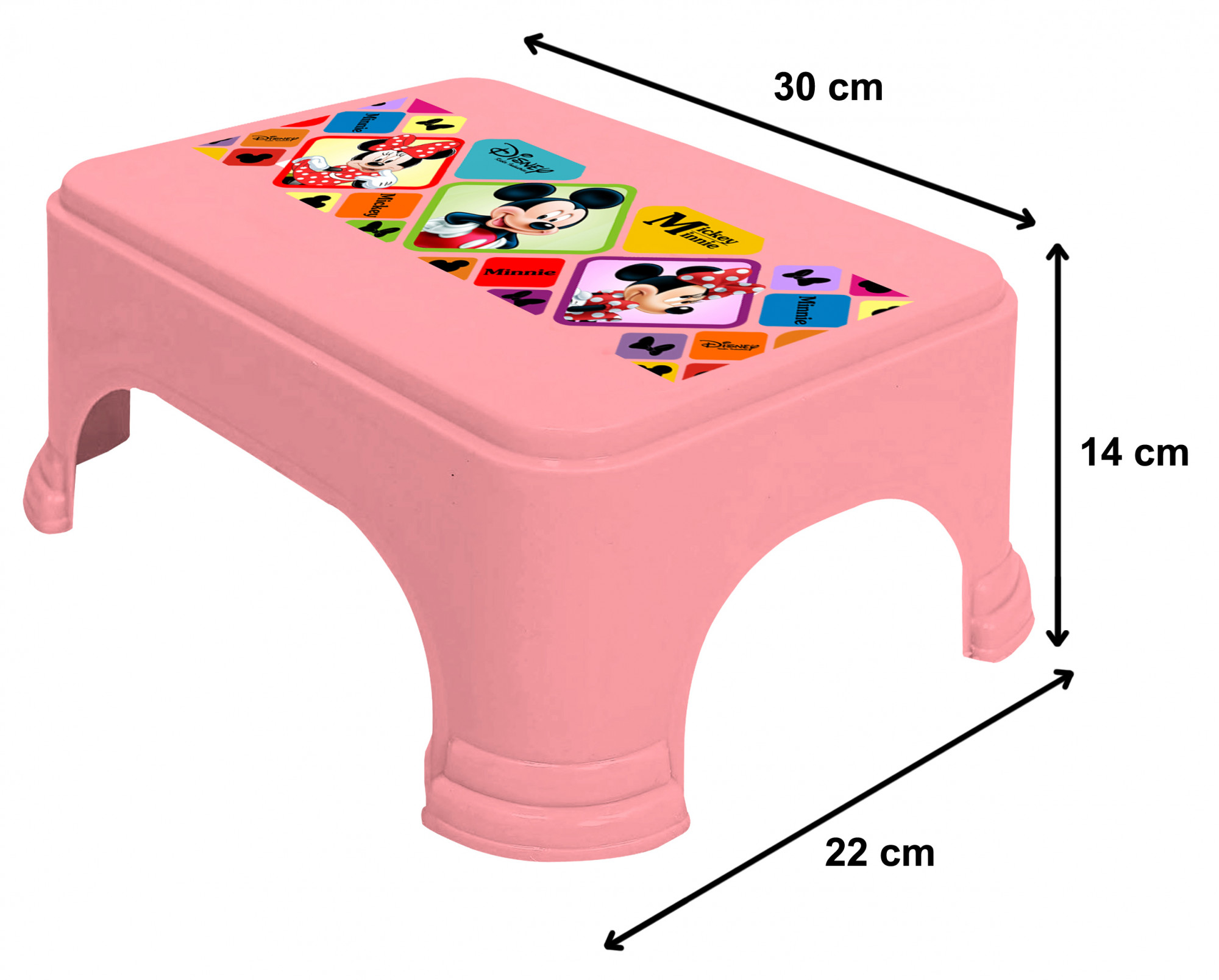 Kuber Industries Disney Mickey Minnie Print Square Plastic Bathroom Stool (Set of 2, Pink & Cream) -HS_35_KUBMART17723
