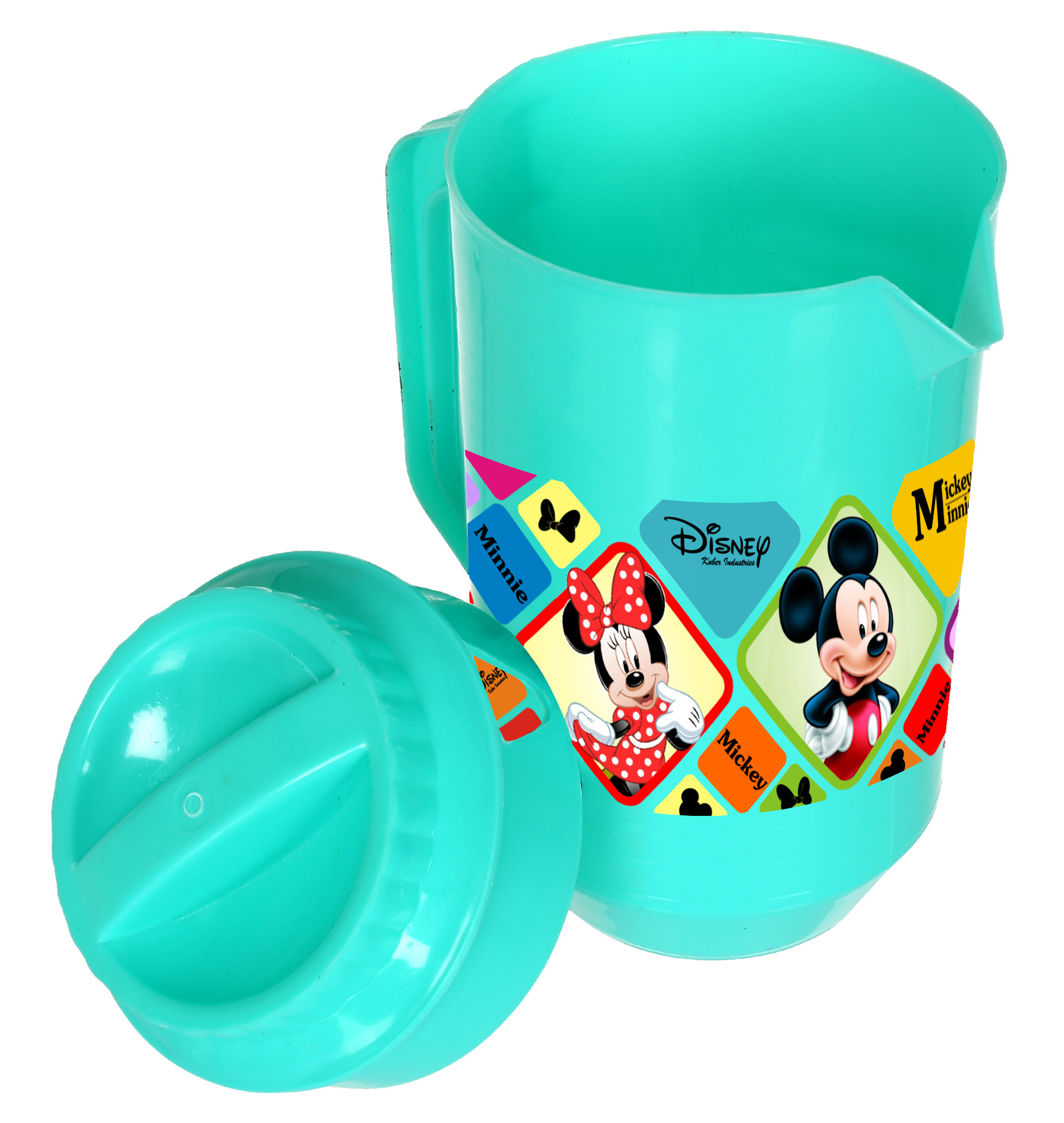 Kuber Industries Disney Mickey Minnie Print Unbreakable Multipurpose Plastic Water & Juice Jug With Lid,2 Ltr (Green)