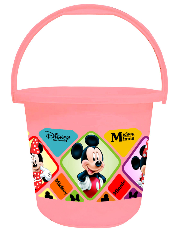 Kuber Industries Disney Mickey Minnie Print Unbreakable Virgin Plastic Strong Bathroom Bucket ,16 LTR (Pink) -HS_35_KUBMART17817