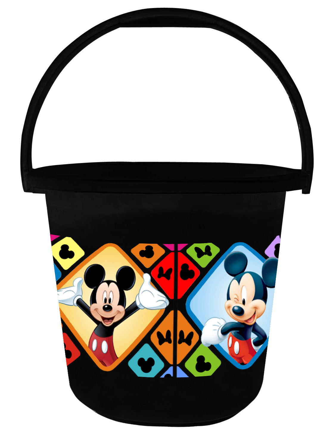 Kuber Industries Disney Mickey Minnie Print Unbreakable Virgin Plastic Strong Bathroom Bucket ,16 LTR (Black) -HS_35_KUBMART17835