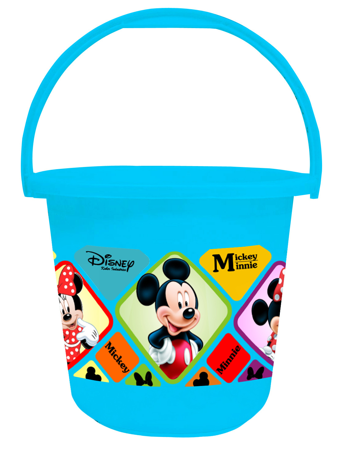 Kuber Industries Disney Mickey Minnie Print Unbreakable Virgin Plastic Strong Bathroom Bucket ,16 LTR (Cream & Blue & White)-Pack of 3 -HS_35_KUBMART17875