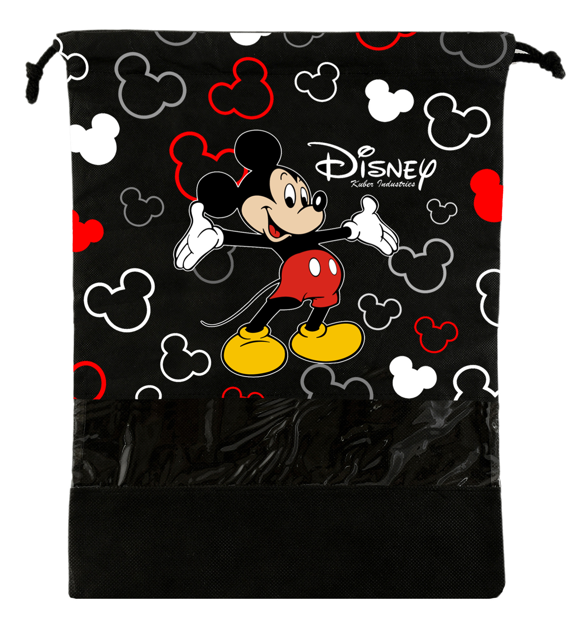 Kuber Industries Disney Mickey Print Non Woven Travel Shoe Cover, String Bag Organizer (Black) -HS_35_KUBMART17971