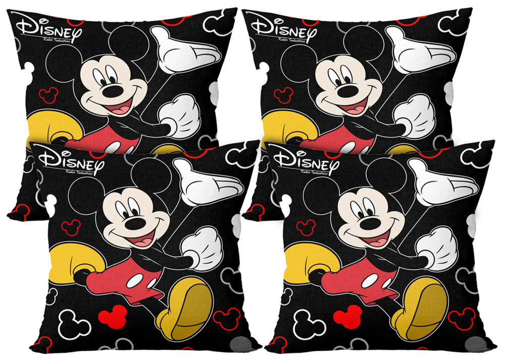 Kuber Industries Disney Mickey Print Silk Special long Crush Cushion Covers (16&quot;x16&quot;)Black
