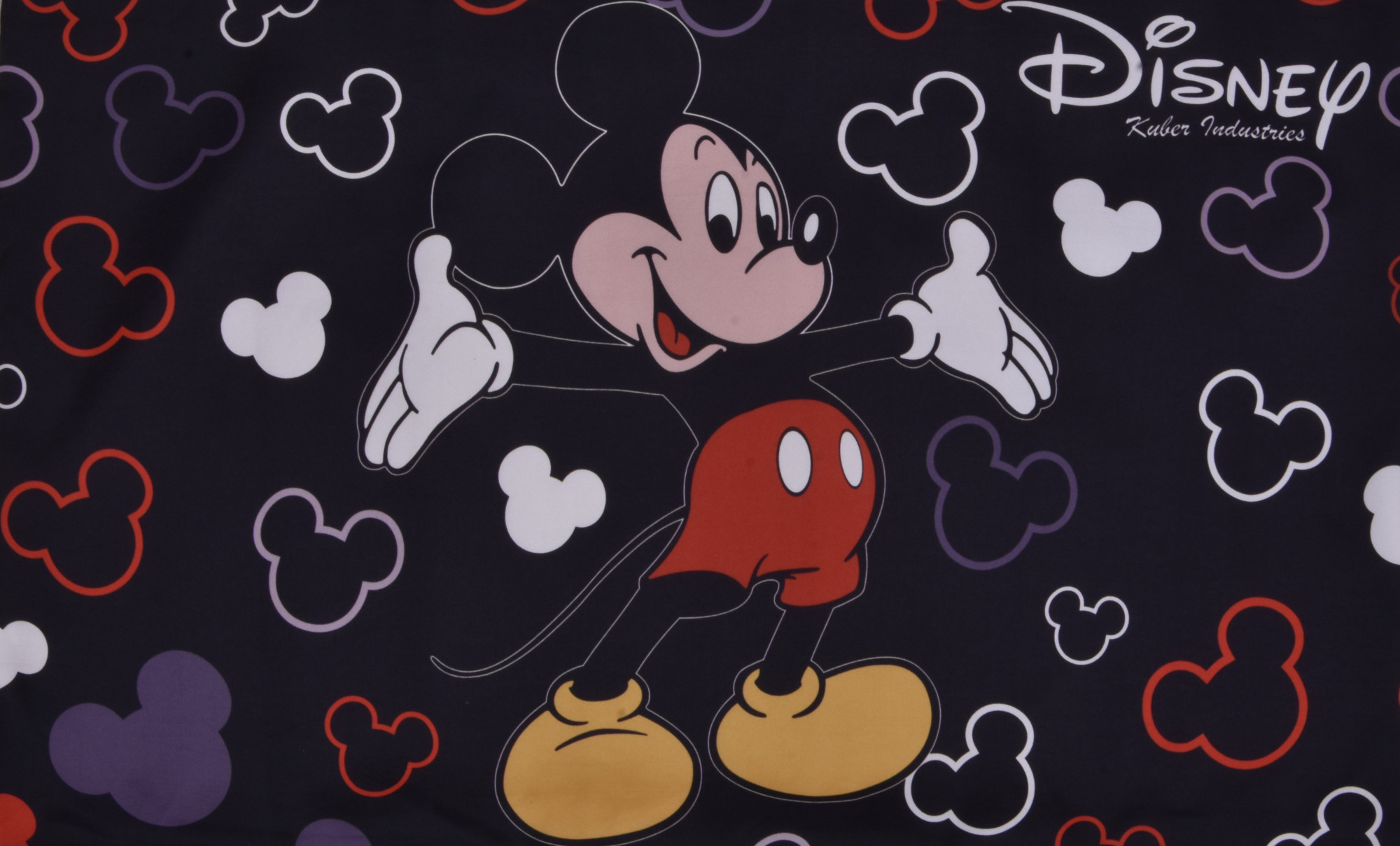Kuber Industries Disney Mickey Print Silk Special long Crush Single Bedsheet with 1 Pillow Cover (Black)