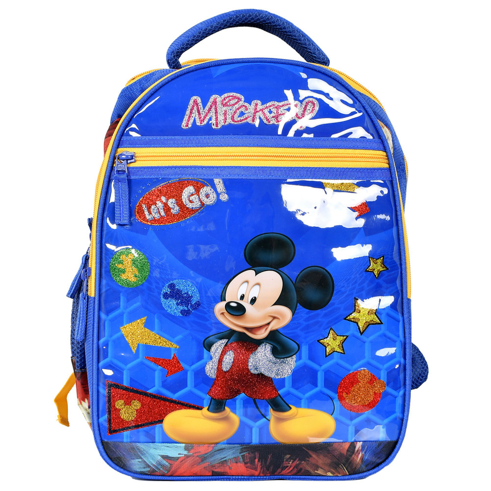 Kuber Industries Disney Mickey School Bag | Shining Laminated School Bags | Student Bookbag | School Bag for Girls &amp; Boys | School Backpack for Kids | 4 Compartments School Bag | Blue