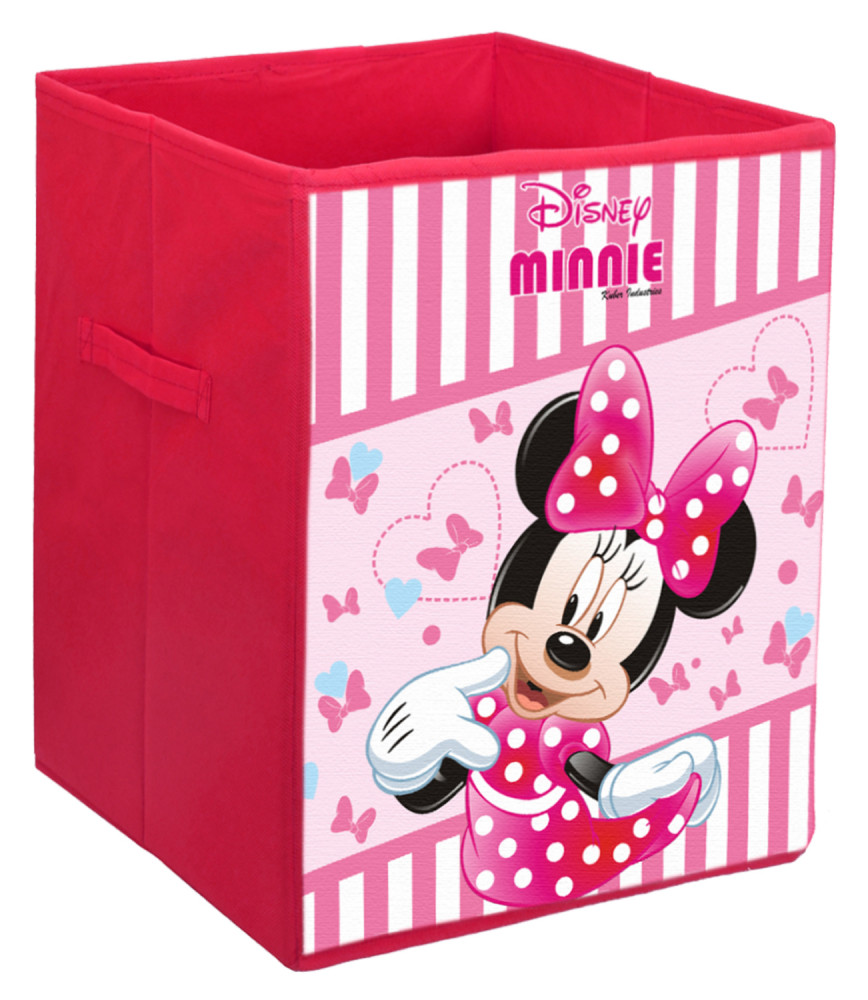 Kuber Industries Disney Minnie Print Non Woven Fabric Foldable Laundry Organiser With Handles (Pink)