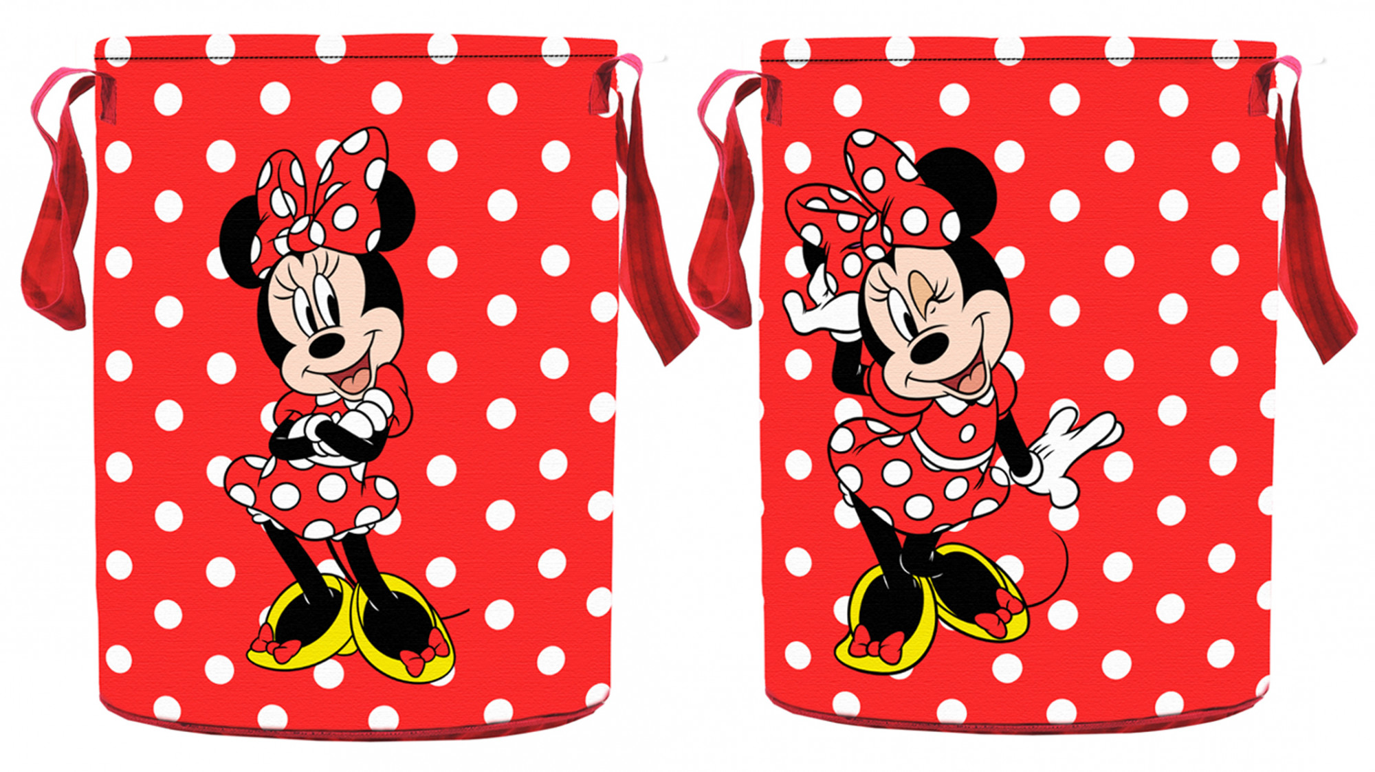 Kuber Industries Disney Minnie Print Non Woven Fabric Foldable Laundry Organiser With Handles (Red)