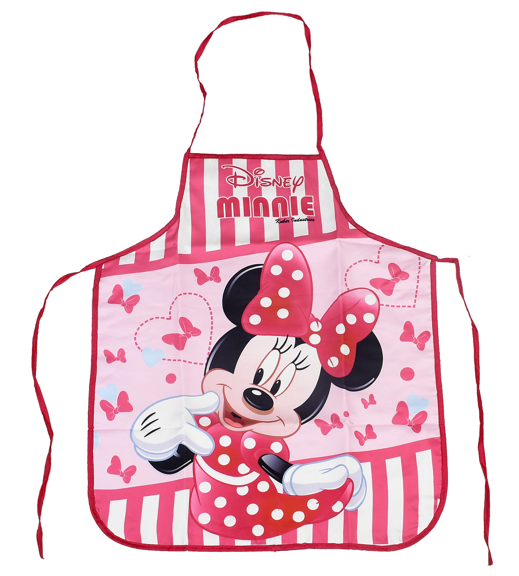 Kuber Industries Disney Minnie Print Silk Kitchen Apron (Red & Pink)