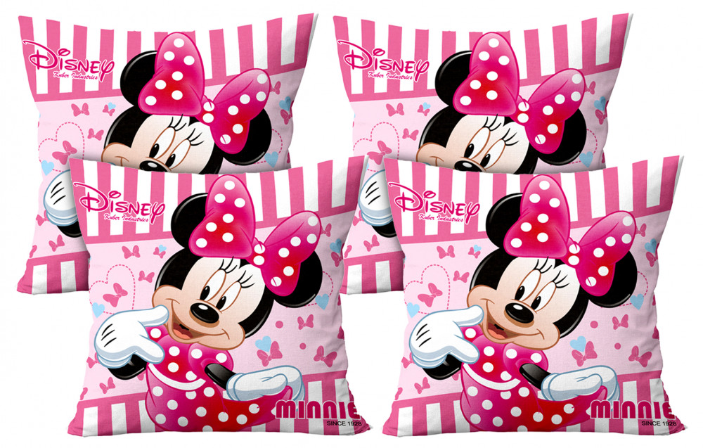 Kuber Industries Disney Minnie Print Silk Special long Crush Cushion Covers (16&quot;x16&quot;)Pink