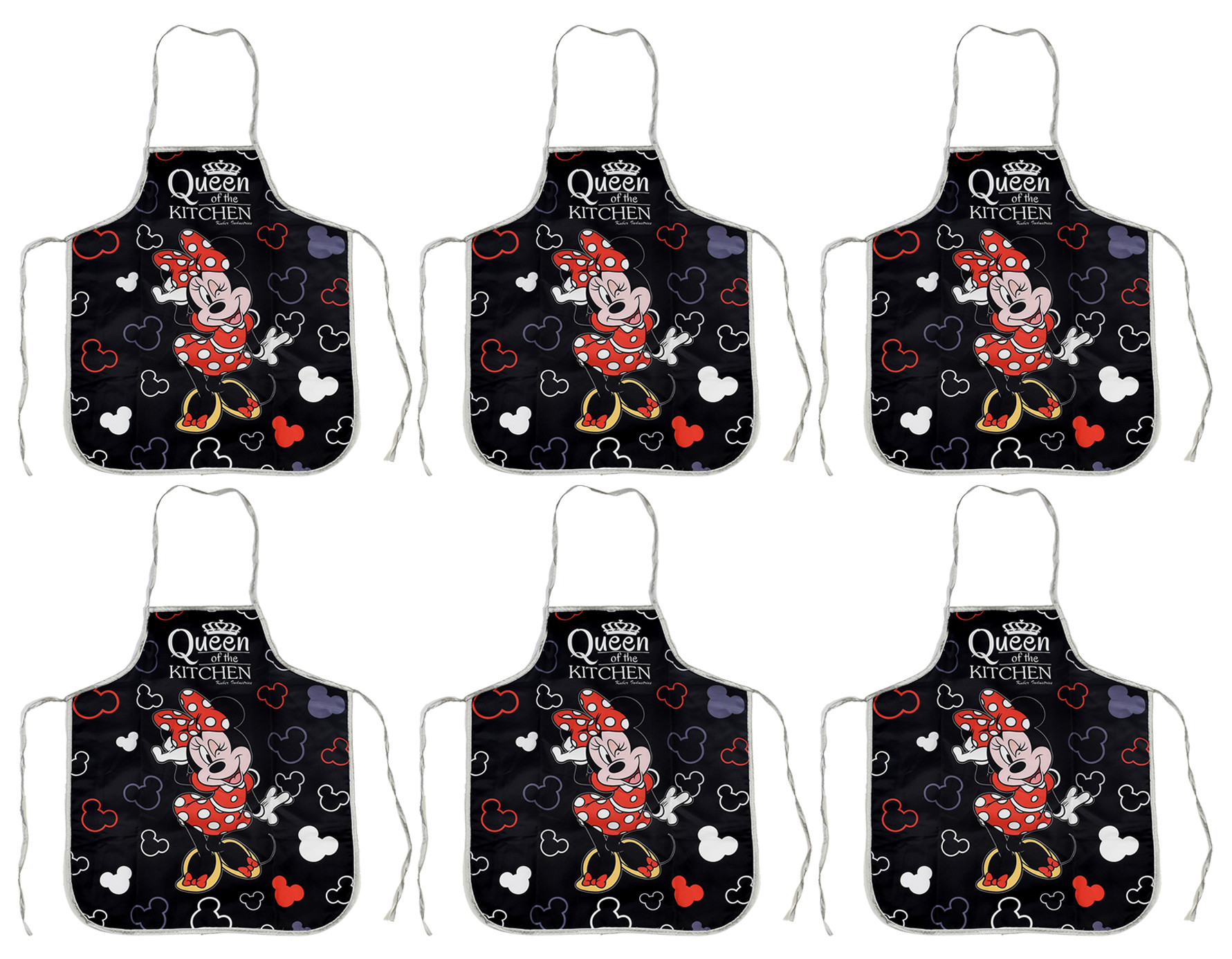 Kuber Industries Disney Minnie Print Silk Waterproof Kitchen Apron (Black)