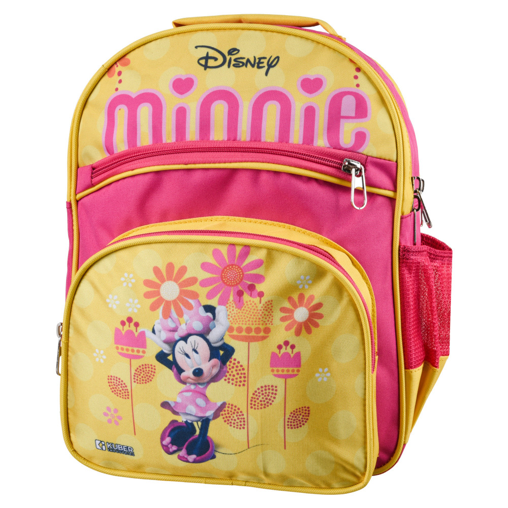 Kuber Industries Disney Minnie School Bags | Kids School Bags | Student Bookbag | Travel Backpack | School Bag for Girls &amp; Boys | School Bag with 4 Compartments | Yellow &amp; Pink