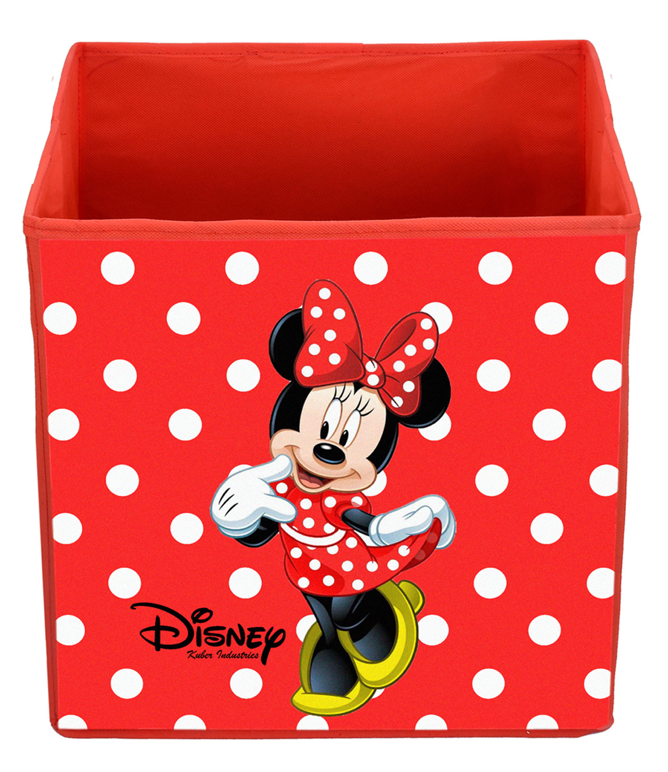 Kuber Industries Disney Print Non Woven Fabric Foldable Large Size Storage Cube Toy,Books,Shoes Storage Box With Handle (Black,Red & Brown)