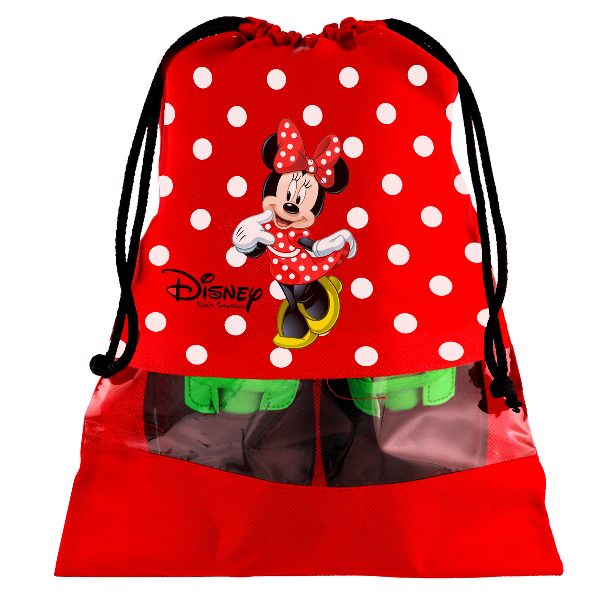 Kuber Industries Disney Print Non Woven Travel Shoe Cover, String Bag Organizer (Black & Red) -HS_35_KUBMART18015