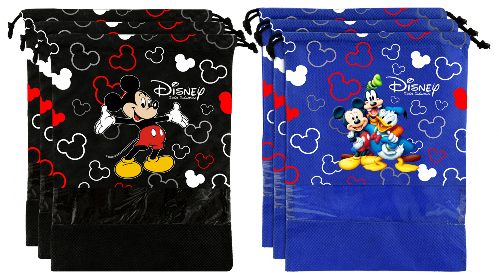 Kuber Industries Disney Print Non Woven Travel Shoe Cover, String Bag Organizer (Black & Royal Blue) -HS_35_KUBMART18011