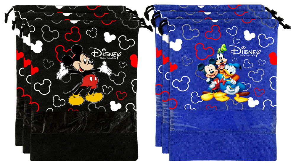 Kuber Industries Disney Print Non Woven Travel Shoe Cover, String Bag Organizer (Black &amp; Royal Blue) -HS_35_KUBMART18011