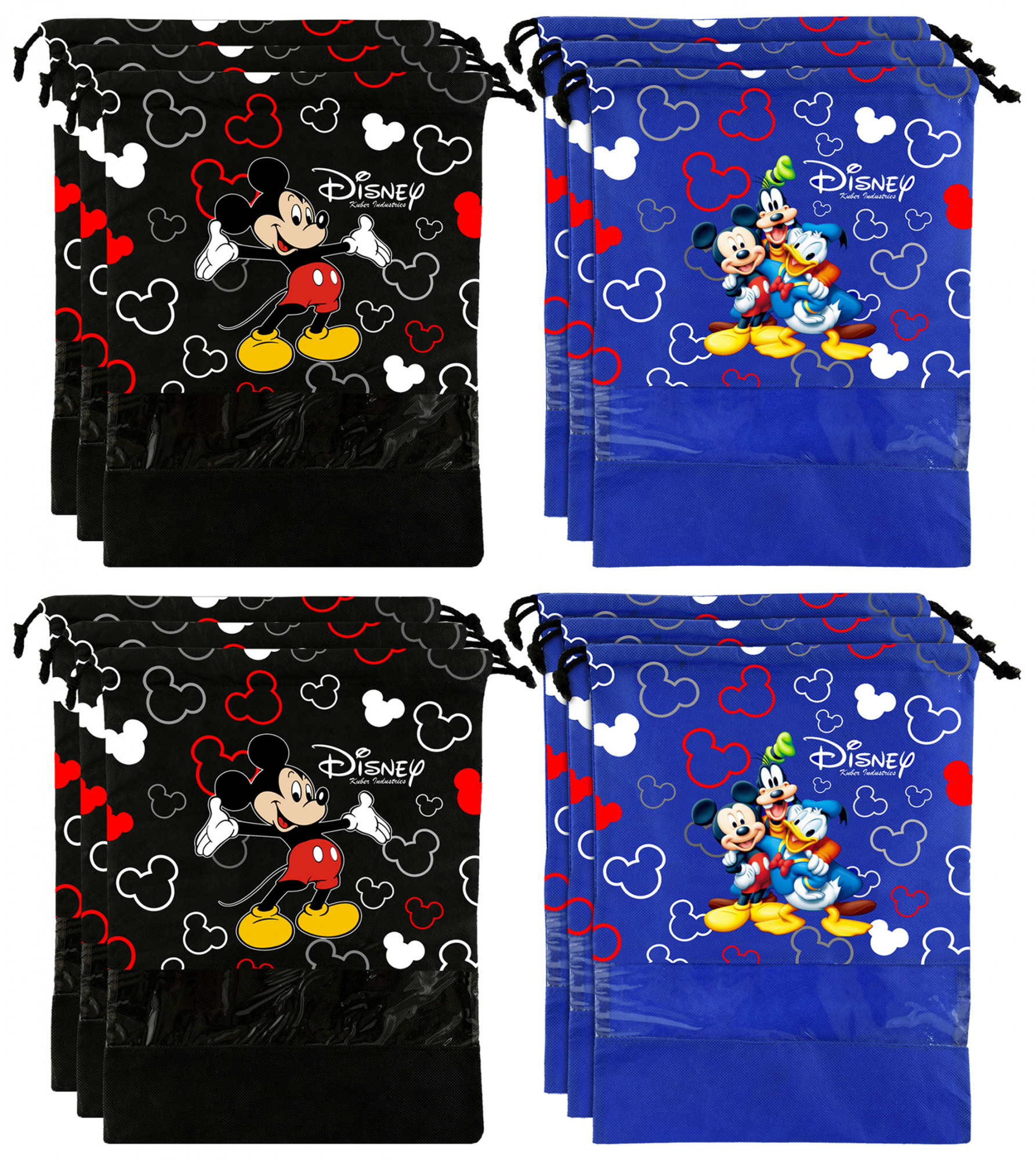 Kuber Industries Disney Print Non Woven Travel Shoe Cover, String Bag Organizer (Black & Royal Blue) -HS_35_KUBMART18011