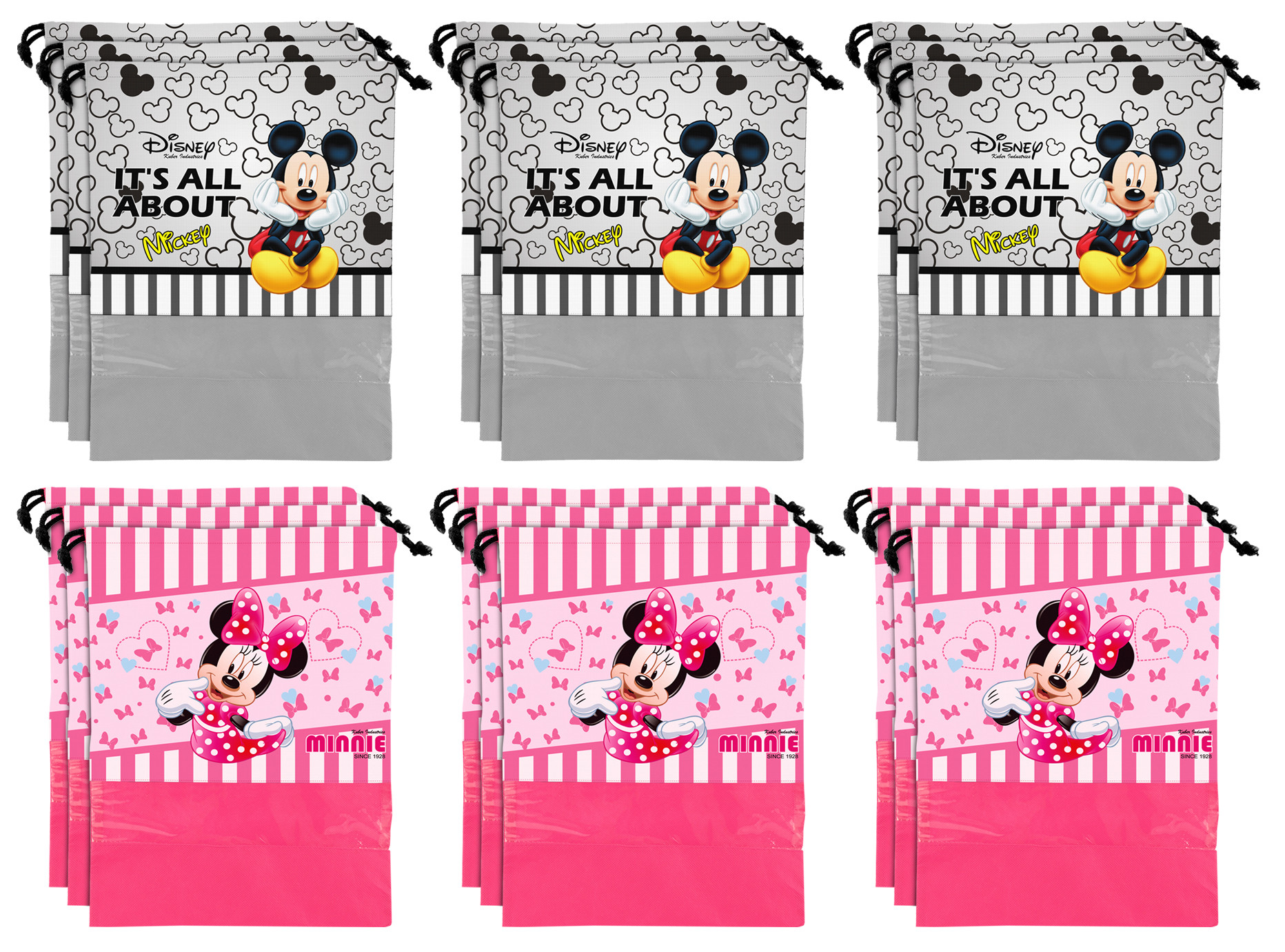 Kuber Industries Disney Print Non Woven Travel Shoe Cover, String Bag Organizer (Grey & Pink) -HS_35_KUBMART18027