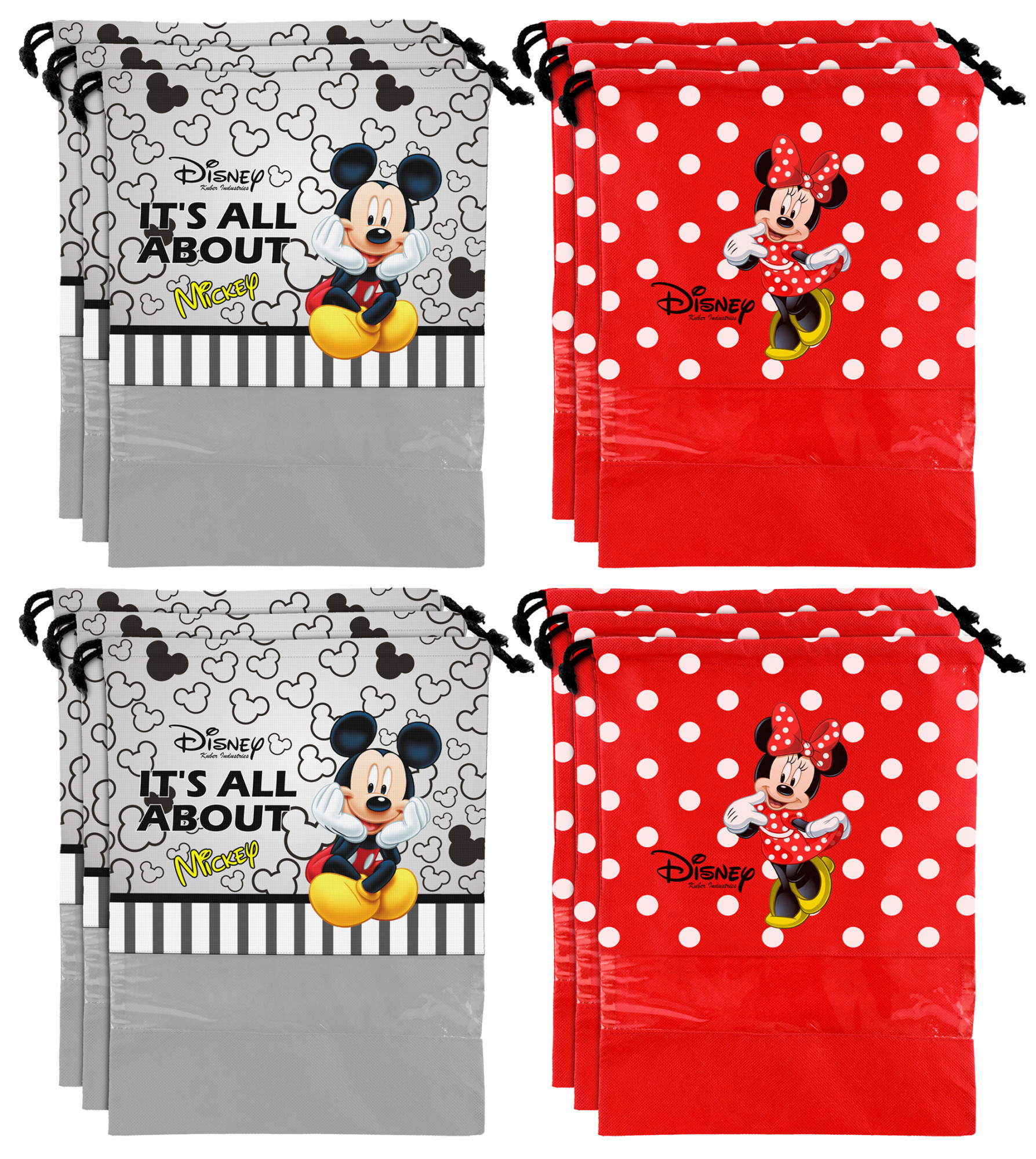 Kuber Industries Disney Print Non Woven Travel Shoe Cover, String Bag Organizer (Grey & Red) -HS_35_KUBMART18025