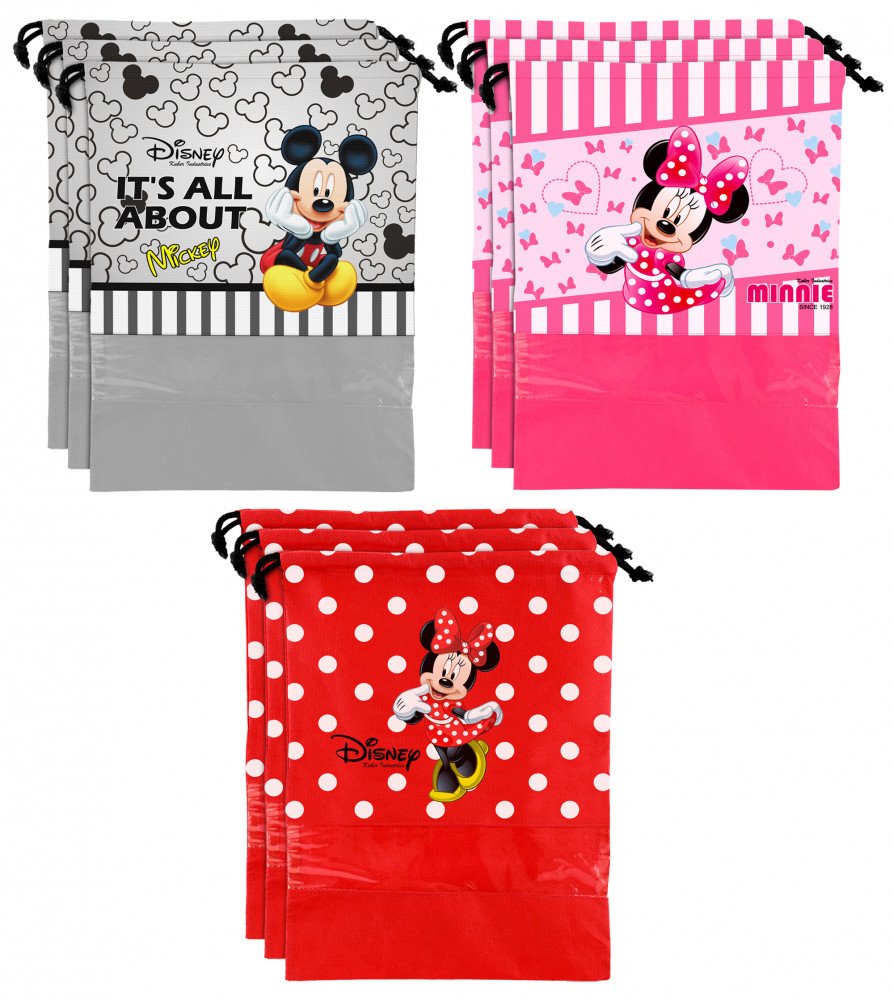 Kuber Industries Disney Print Non Woven Travel Shoe Cover, String Bag Organizer (Grey &amp; Red &amp; Pink) -HS_35_KUBMART18041