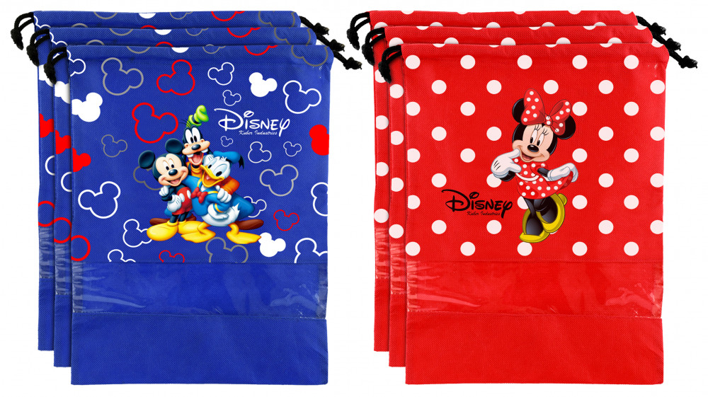 Kuber Industries Disney Print Non Woven Travel Shoe Cover, String Bag Organizer (Royal Blue &amp; Red) -HS_35_KUBMART18021