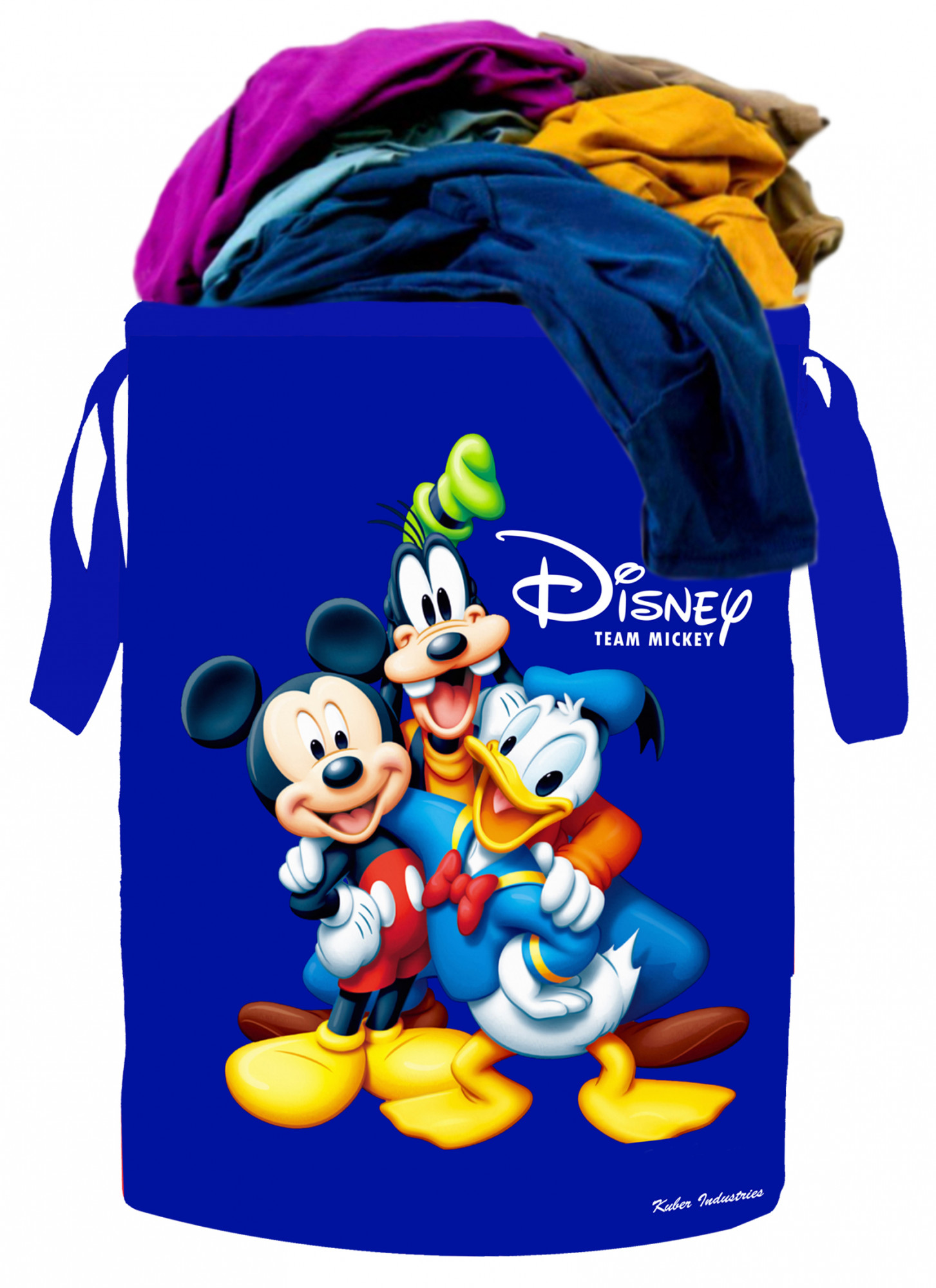 Kuber Industries Disney Print Waterproof Canvas Laundry Bag, Toy Storage, Laundry Basket Organizer 45 L (Blue)