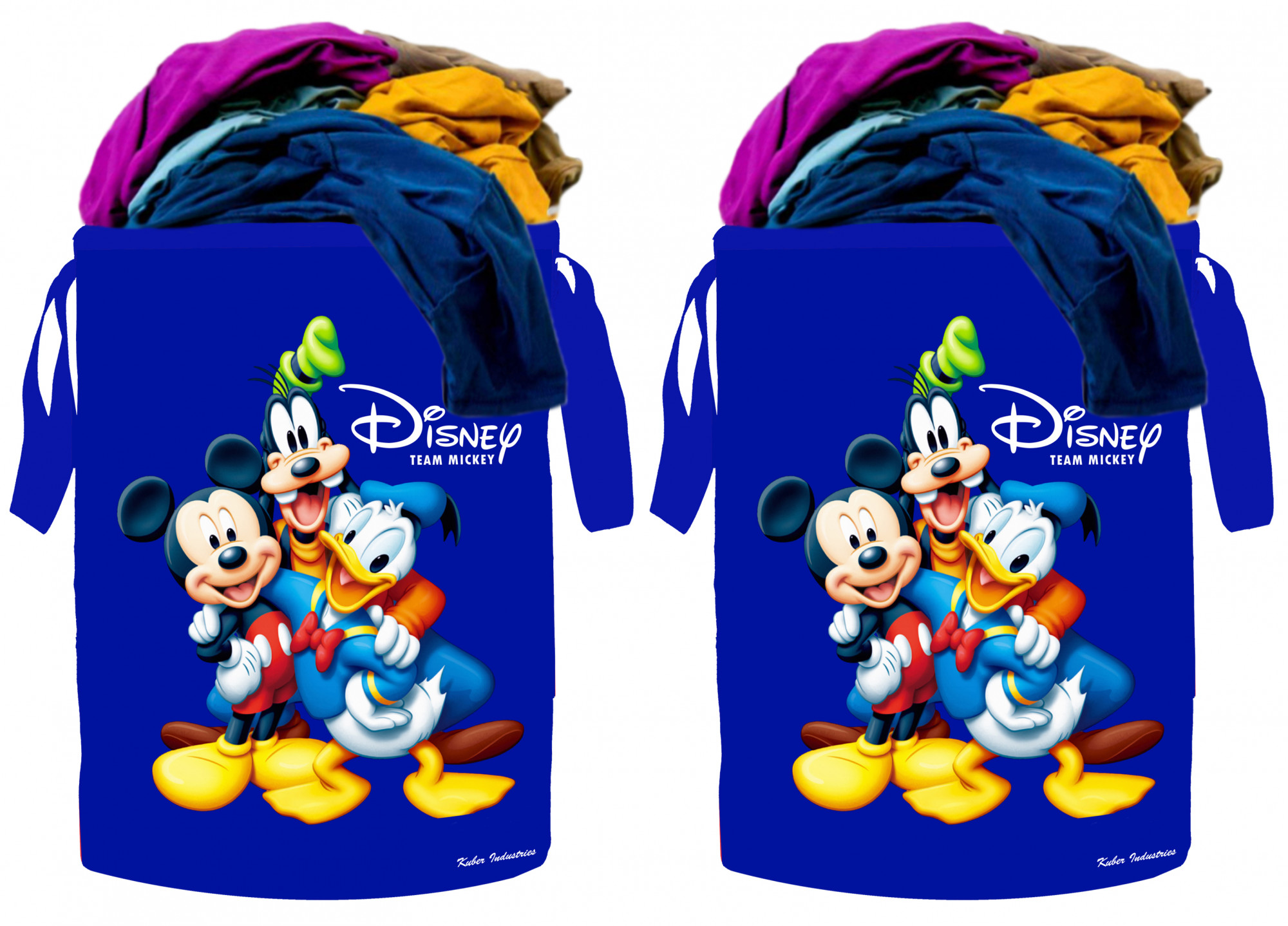 Kuber Industries Disney Print Waterproof Canvas Laundry Bag, Toy Storage, Laundry Basket Organizer 45 L (Blue)