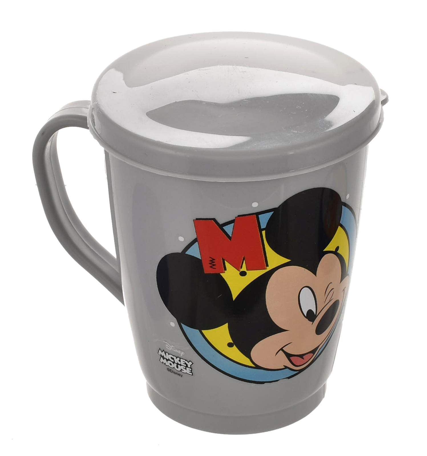 Kuber Industries Disney Printed Food Grade BPA Free Tea/Coffee Mug for Coffee Tea Cocoa, Camping Mugs with Lid, Pack of 2 (Light Grey & Red)