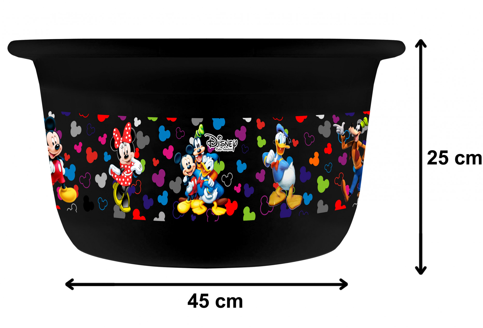Kuber Industries Disney Team Mickey Print 2 Pieces Unbreakable Plastic Multipurpose Bath Tub/Washing Tub 25 Ltr (Black & White) -HS_35_KUBMART17479