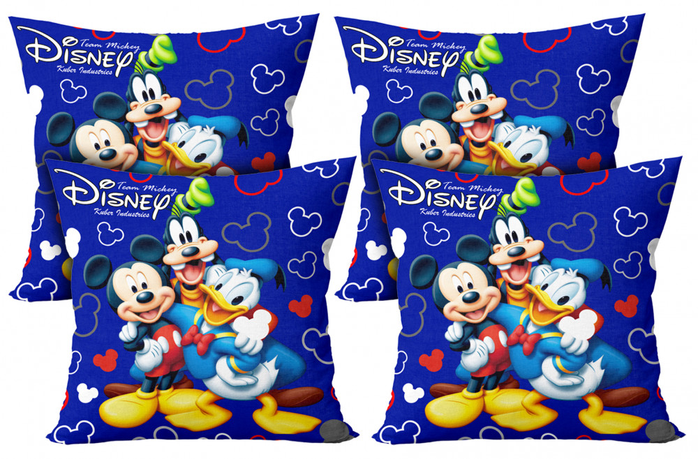Kuber Industries Disney Team Mickey Print Silk Special long Crush Cushion Covers (16&quot;x16&quot;) Royal Blue