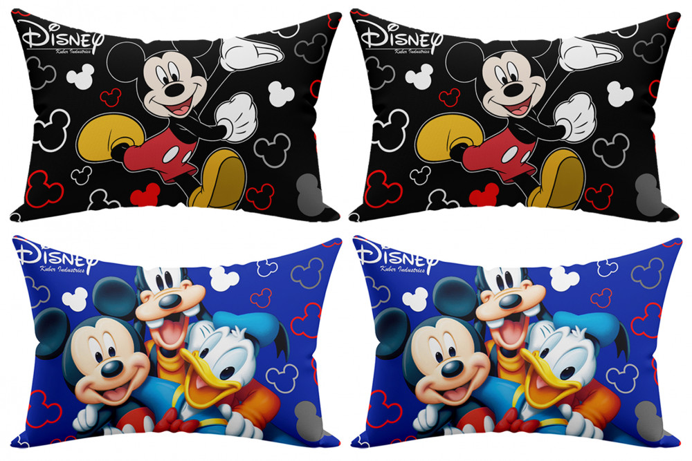 Kuber Industries Disney Team Mickey Print Silk Special long Crush Pillow Cover-Black &amp; Royal Blue