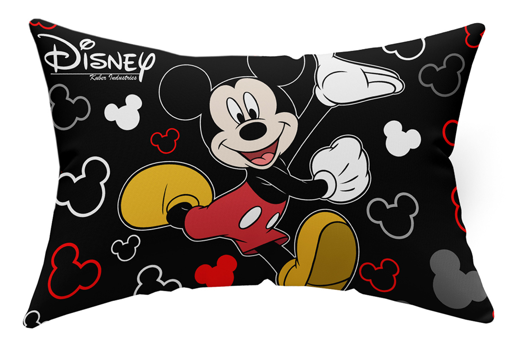 Kuber Industries Disney Team Mickey Print Silk Special long Crush Pillow Cover-Black & Royal Blue