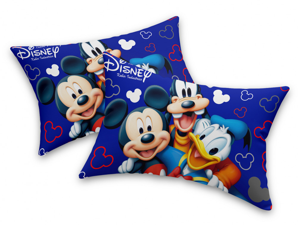 Kuber Industries Disney Team Mickey Print Silk Special long Crush Pillow Cover-Royal Blue