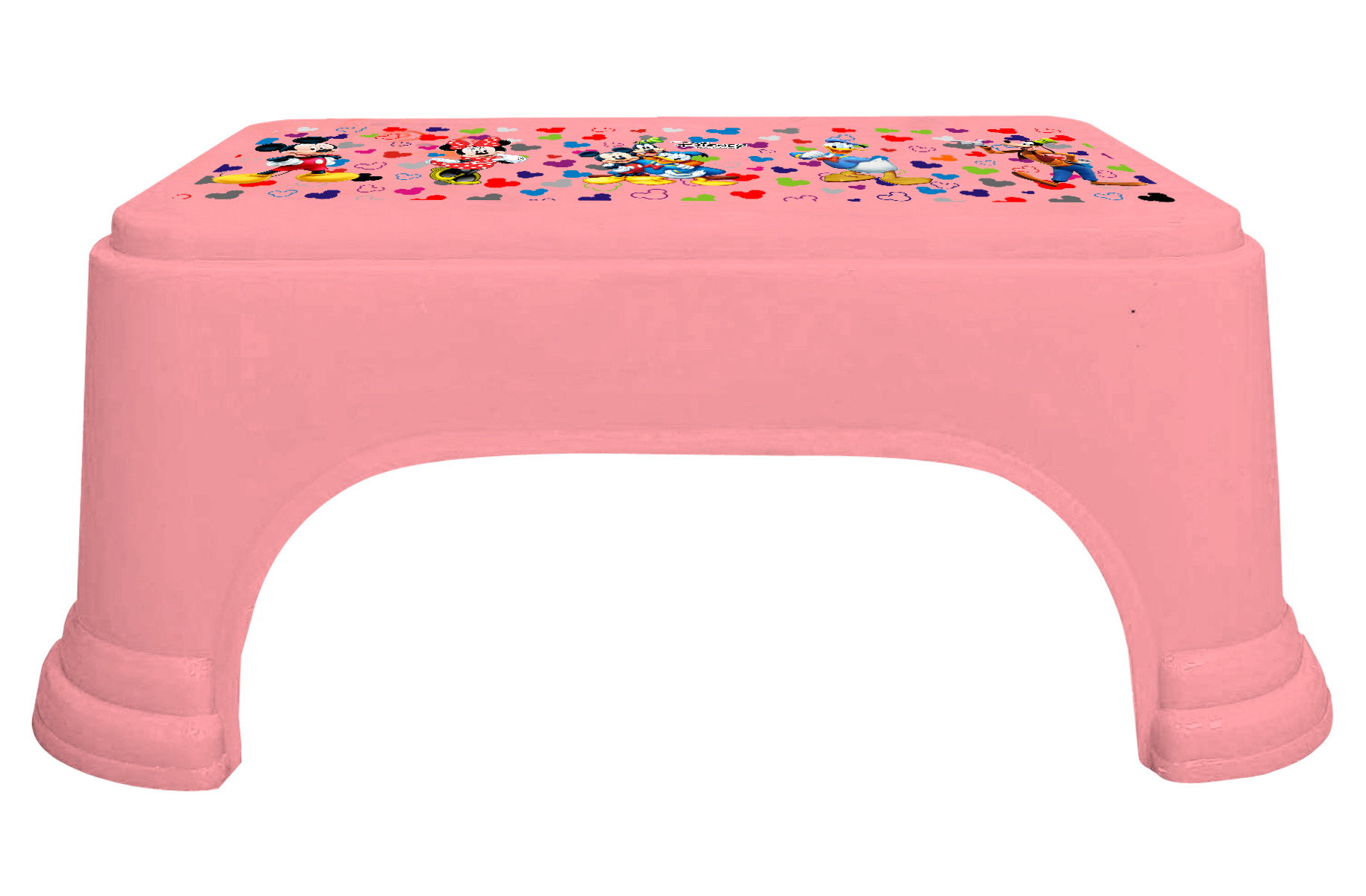 Kuber Industries Disney Team Mickey Print Square Plastic Bathroom Stool (Pink) -HS_35_KUBMART17253