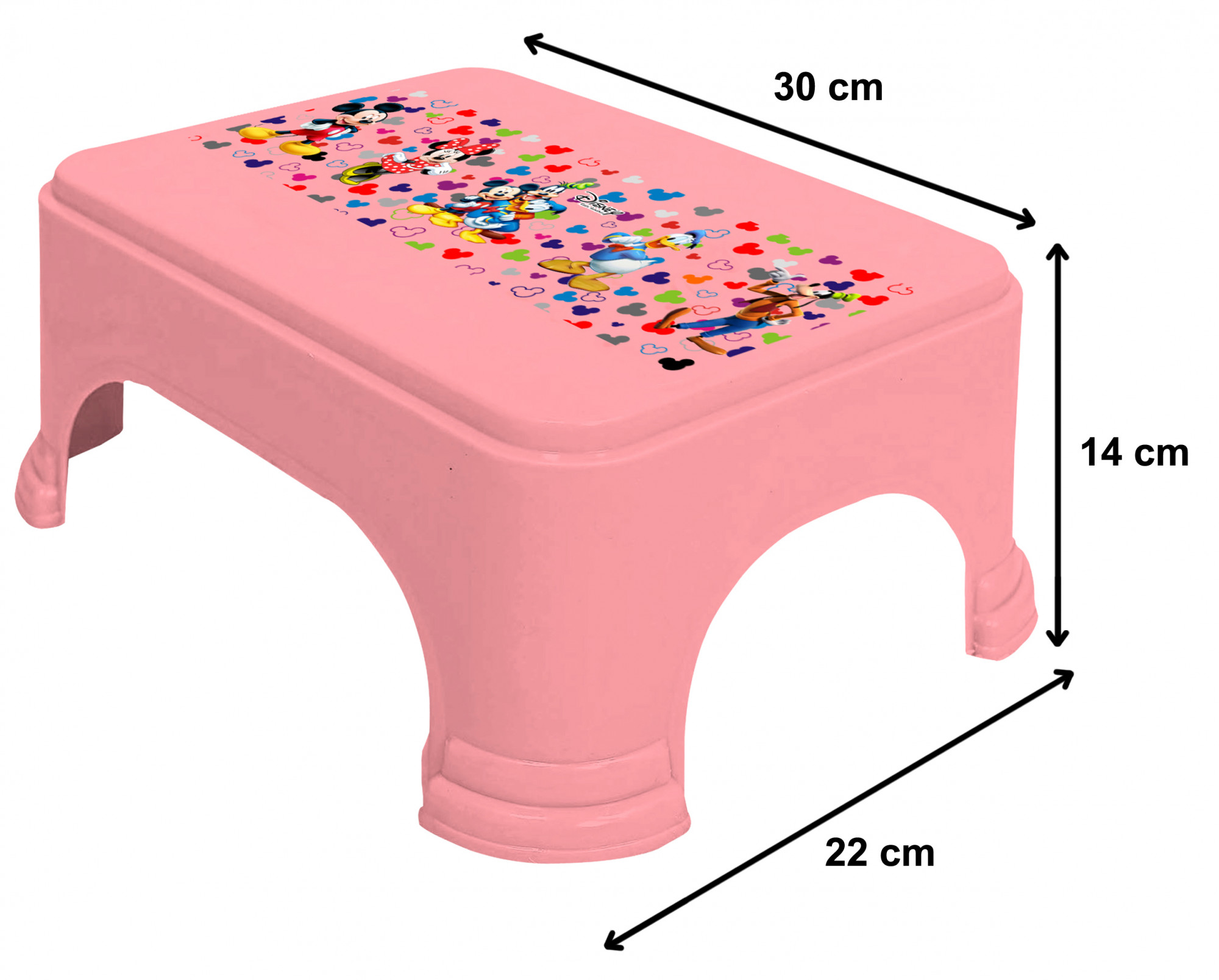 Kuber Industries Disney Team Mickey Print Square Plastic Bathroom Stool (Set of 2, Pink & Black) -HS_35_KUBMART17287