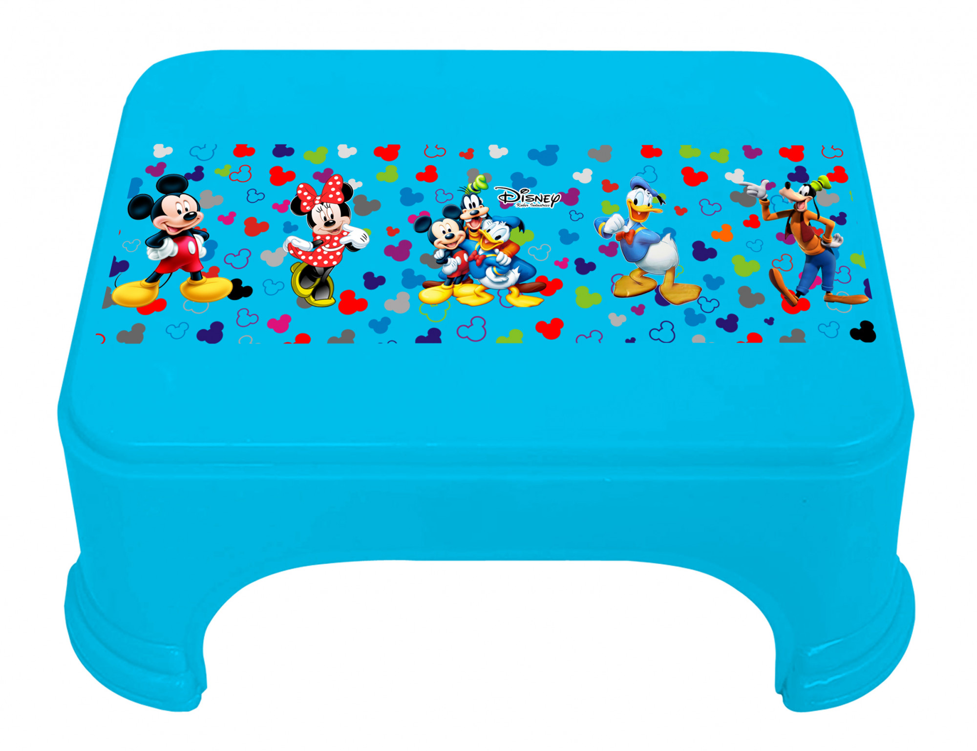 Kuber Industries Disney Team Mickey Print Square Plastic Bathroom Stool (Set of 2, Pink & Blue) -HS_35_KUBMART17285