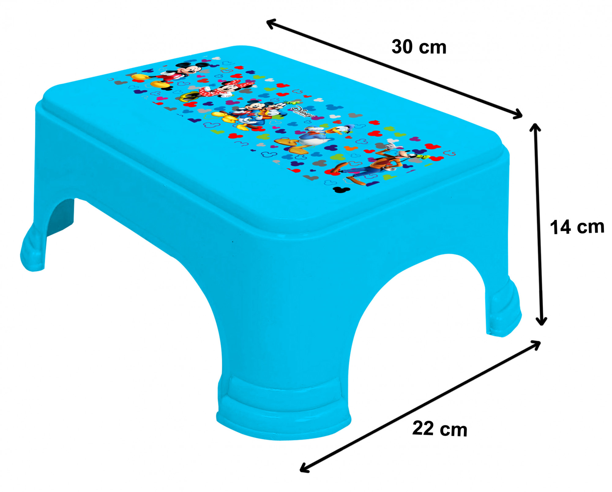 Kuber Industries Disney Team Mickey Print Square Plastic Bathroom Stool (Set of 3, Blue & Black & White) -HS_35_KUBMART17313