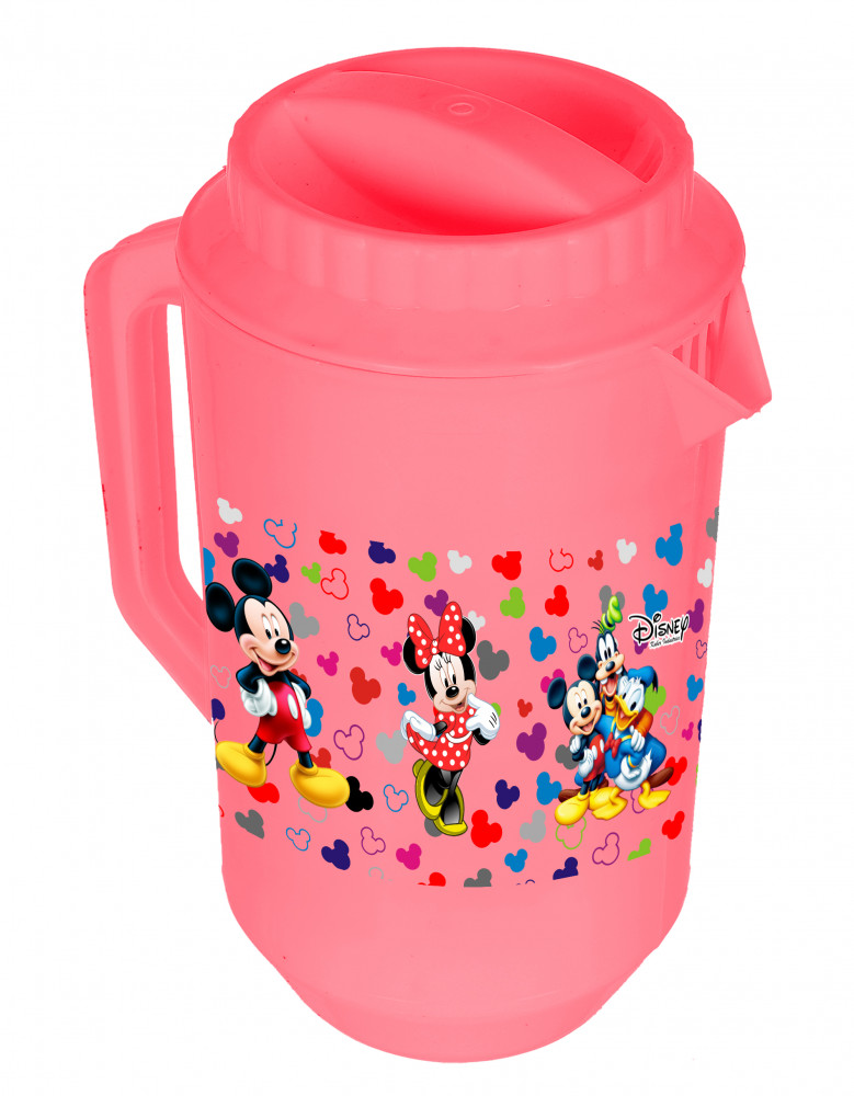 Kuber Industries Disney Team Mickey Print Unbreakable Multipurpose Plastic Water &amp; Juice Jug With Lid,2 Ltr (Pink)