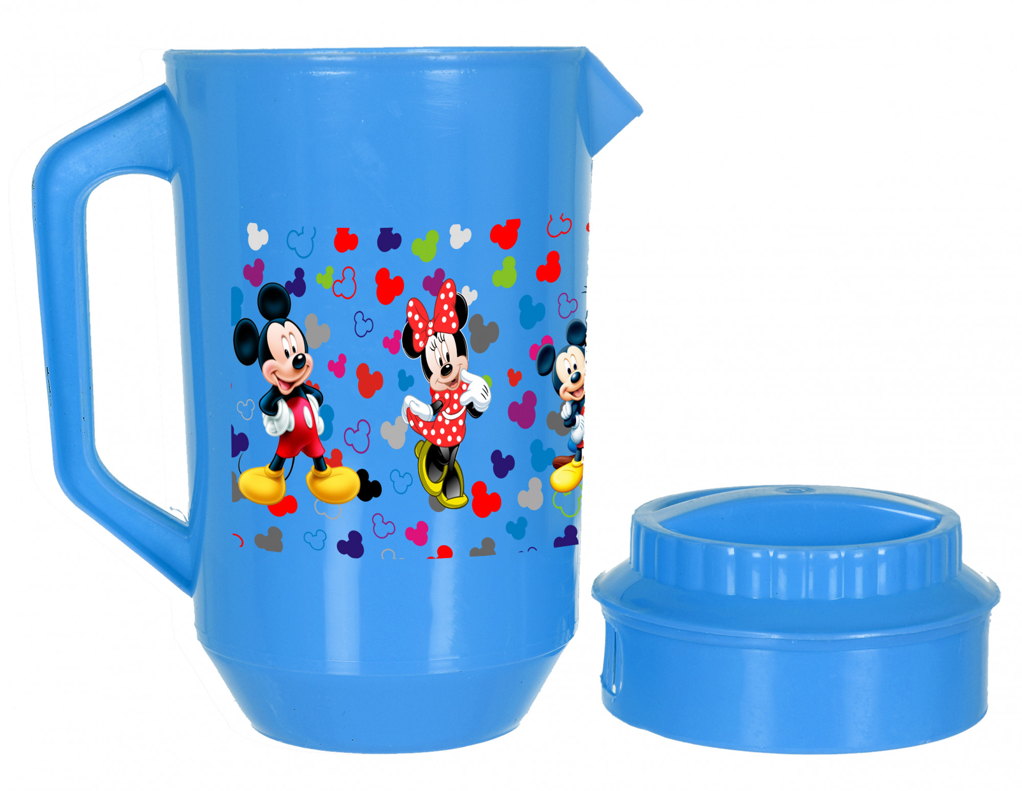 Kuber Industries Disney Team Mickey Print Unbreakable Multipurpose Plastic Water & Juice Jug With Lid,2 Ltr (Blue)