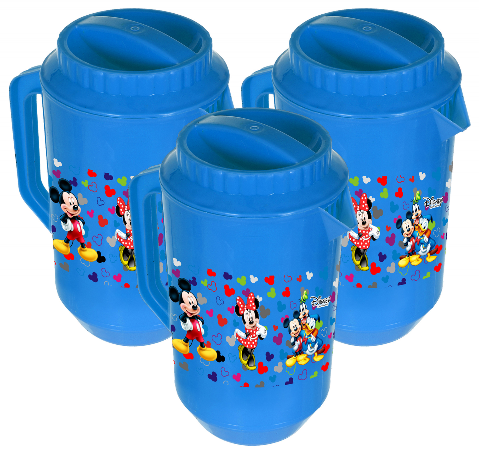 Kuber Industries Disney Team Mickey Print Unbreakable Multipurpose Plastic Water & Juice Jug With Lid,2 Ltr (Blue)